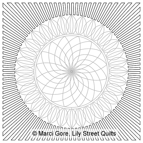 Starburst Lines Frame with Sunflower Wreath